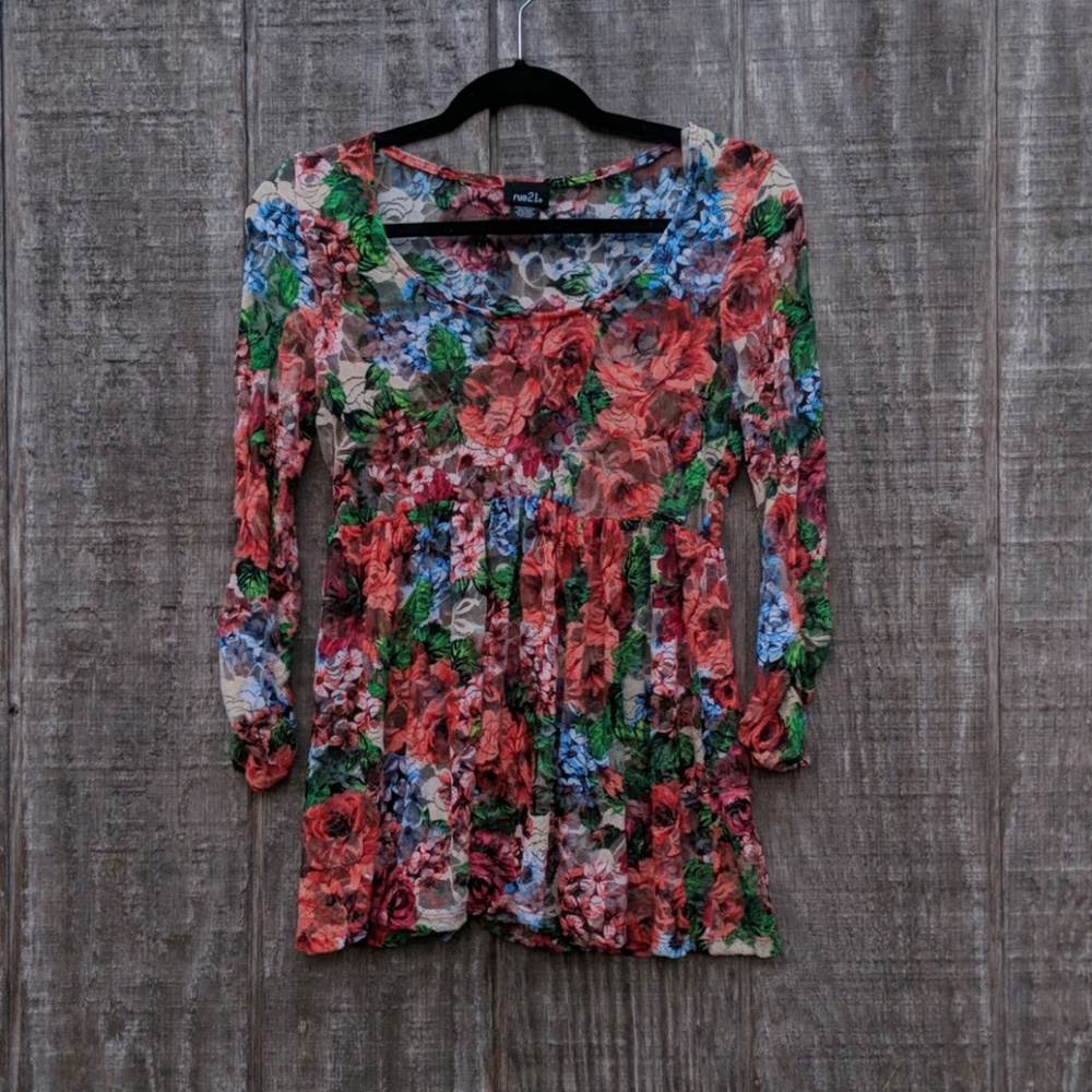Rue 21 colorful lacy blouse